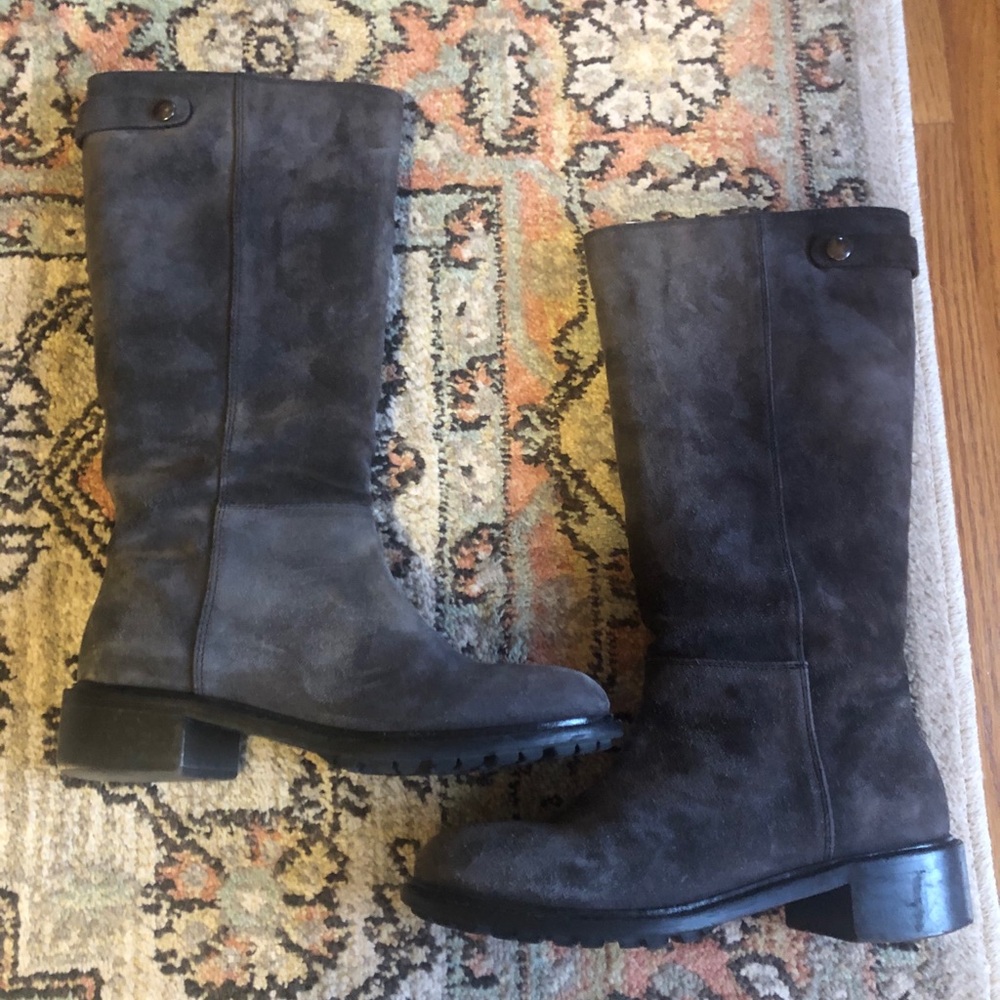 VINCE Women's Gray Leather Suede Boots